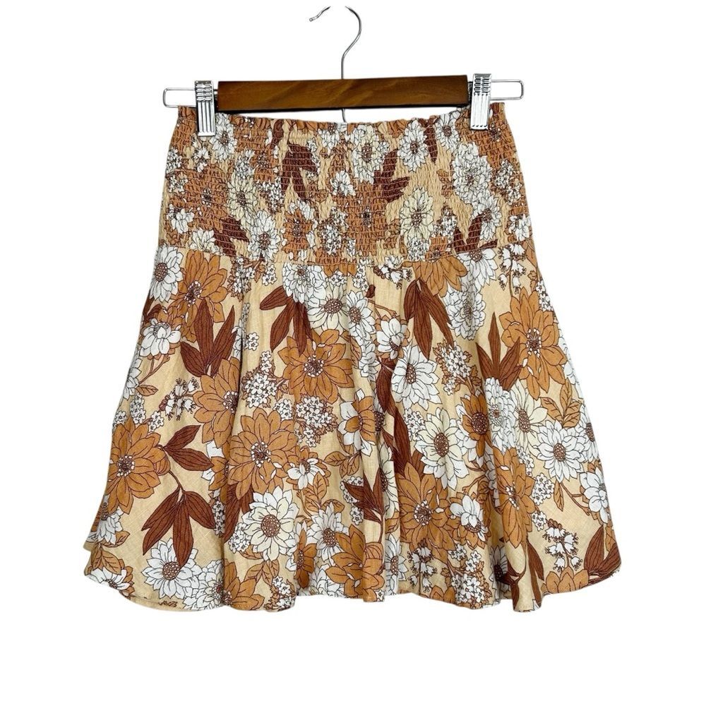 J. Crew Linen smocked mini skirt in zinnia floral Size XXS